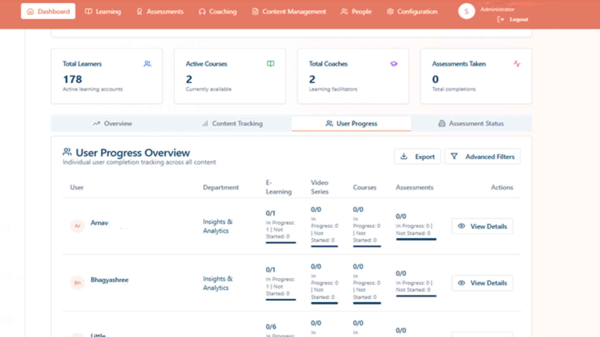 User Progress Tracking